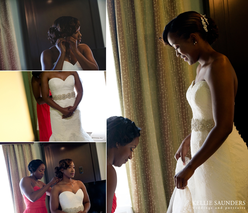 african american bride getting ready